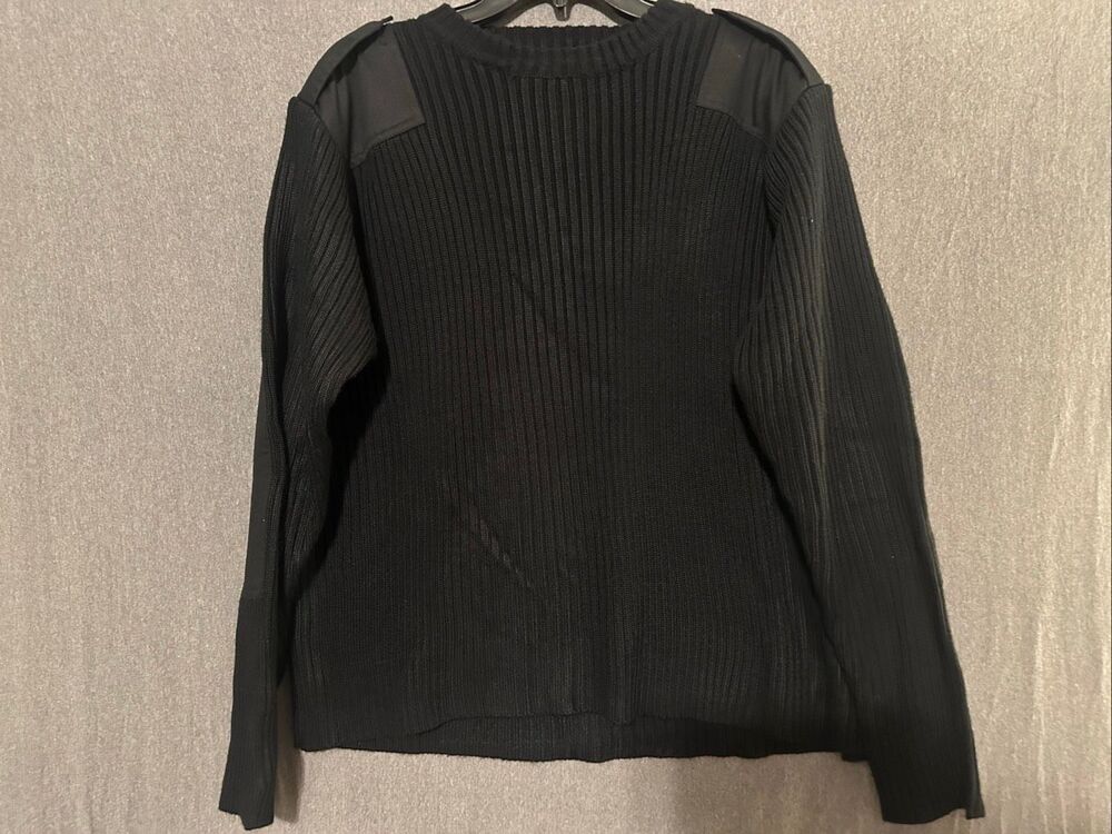 Knox Armory Ridded Sweater bomber Military tactical Black Sz Large Elbow Patch S